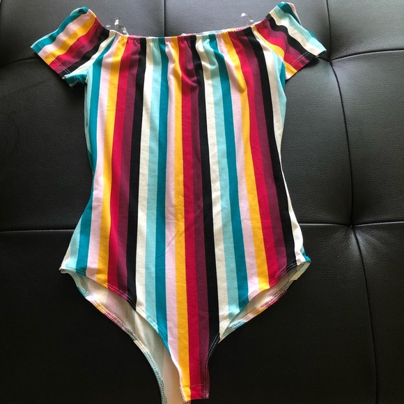 Colorful striped off the shoulder bodysuit - Picture 8 of 8